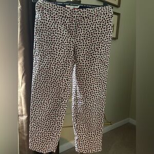 Boden Richmond White, Navy and Red Cherry Print Cropped Pants